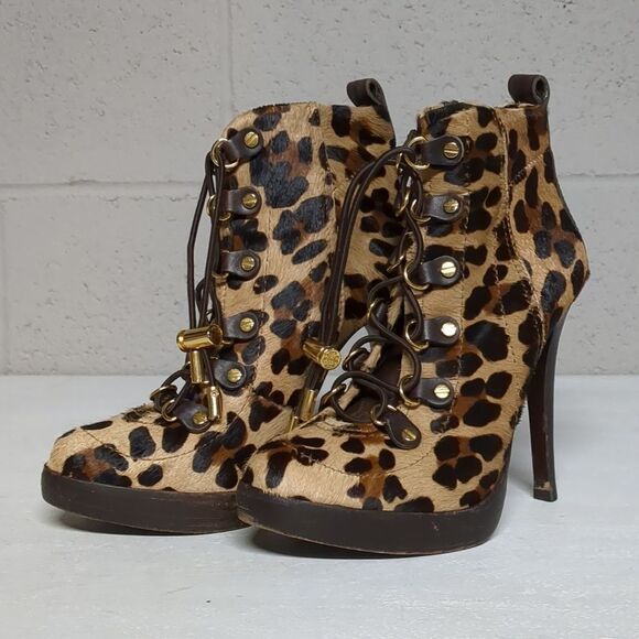 Tory Burch Shoes - TORY BURCH Halima Leopard Print Pony Hair Stiletto Ankle Bootie Sz 6.5